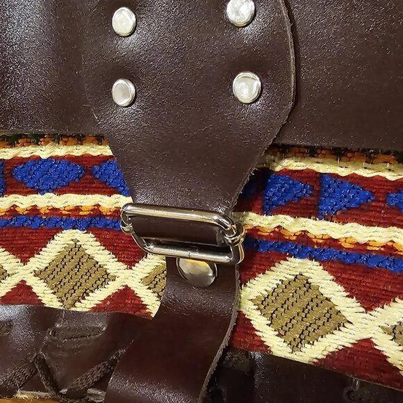 Vintage Leather Boho Woven Purse - Picture 7 of 10